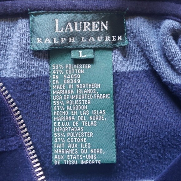 LAUREN RL Super Soft PullOver Blue Striped Hoodie - Picture 9 of 12